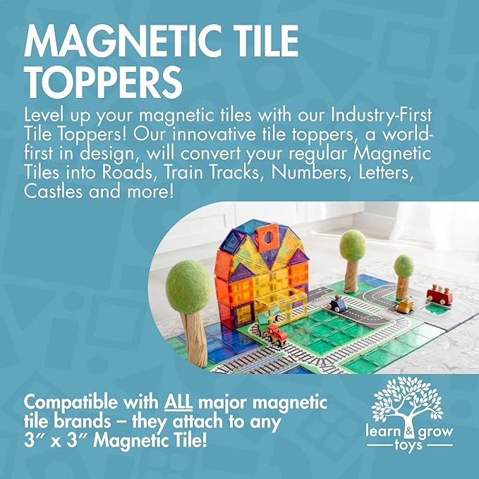 Learn & Grow 110PCs Magnetic Tile Building Set - Kids Magnetic Tiles, Magnet Tile Sets for Boys & Girls, STEM Science & Math Learning Toys - Classroom Construction Toys for Toddlers & Kids Age 3+