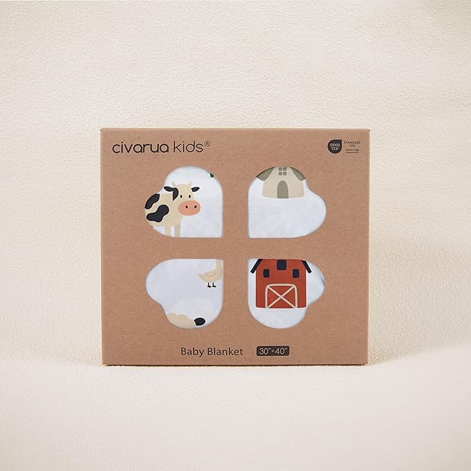 Baby Blanket for Boys Girls, 30x40 Inch Soft Lightweight Minky Dot Blanket with Farm Animals, Double-Layer Dotted Backing for Infant Toddler Nursery Crib, Sensory Security Blanket