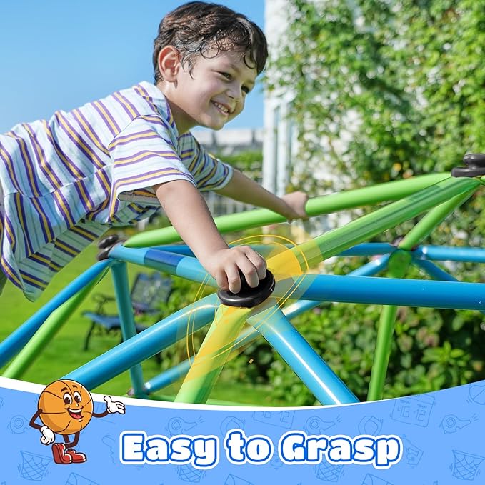 Zupapa 10FT Climbing Dome, Outdoor Jungle Gym for Kids with Climbing Grip - Geometric Dome Climber Supports 1000LBS Outdoor Playset and Easy Assembly Outdoor Play Equipment for Kids (Turquoise, 10FT)