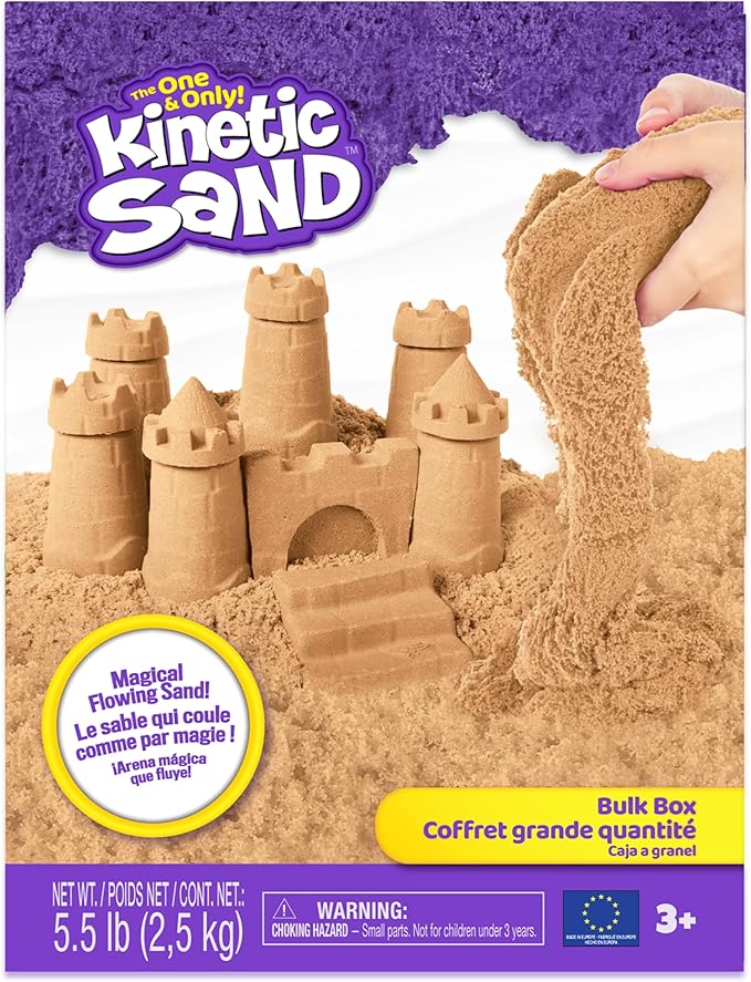 Kinetic Sand, 5.5lbs (2.5kg) Natural Brown Play Sand for Arts and Crafts, Sandbox, Amazon Exclusive (Packaging May Vary), Sensory Toys, Holiday Gifts & Stocking Stuffers for Kids Ages 3 and up