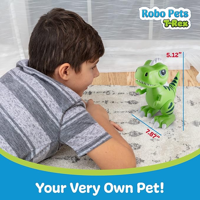 Robo Pets T-Rex Dinosaur Toy for Boys and Girls- Remote Control Robot Toy with LED Light Eyes, Interactive Hand Motion Gestures, STEM Programmable Treats Toys, Walking, Dancing Robot Dinosaur for Kids