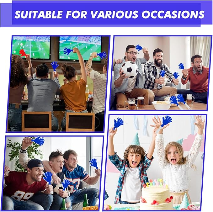 12 Pcs Hand Clappers Noisemakers 7.5 Inch Clappers Noisemakers Plastic Hand Clappers for Birthdays Game Football Sporting Events Cheers Supplies Dance Basketball Football Noisemakers(Blue and White)