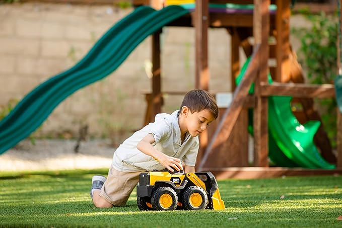 Cat Construction Toys, Steel Wheel Loader 16” - Real Steel Body, Working Arm & Bucket, Oversize All-Terrain Wheels, Heavy-Duty Construction Vehicle for Indoor/Outdoor Play, Kids Ages 3 +