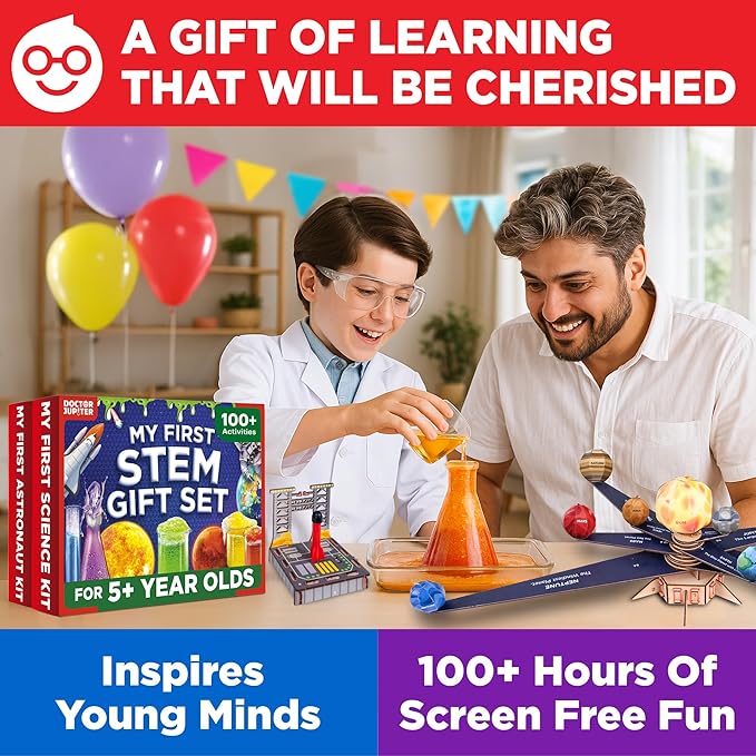 Doctor Jupiter My First STEM Gift Set | Set of ‘My First Science Kit’, ‘Astronaut Kit’ for Kids Ages 5+ | Birthday Gift Ideas for Boys, Girls | STEM Learning & Educational Toys for 5,6,7,8 Year Old