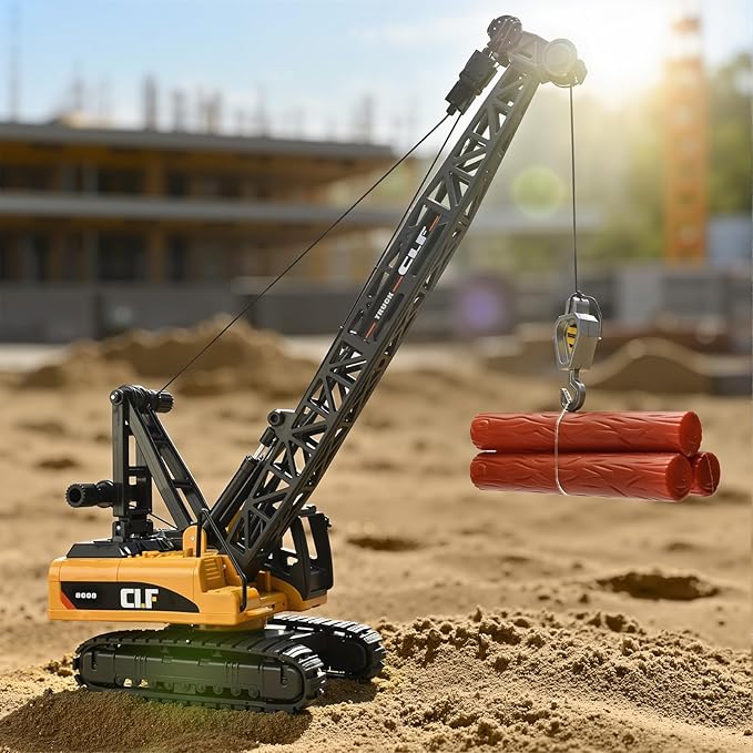 Construction Crane Toys for Boys,Crawler Cranes Truck Toy with Rotatable Fuselage Workbench and Liftable Robotic Arm,Cranes Truck with Simulated Lights,Crane Toys for Boys Age 4-7