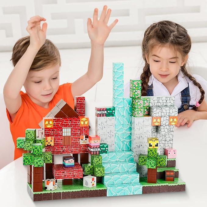 Dyale 150PCS Magnetic Building Blocks,Magnetic Blocks, Construction Stacking Toys with 10 Pcs Toy Figures,Suitable for 6+ Years Old