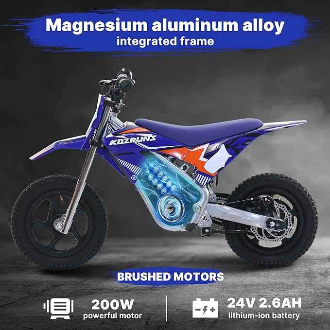 Electric Dirt Bike for Boys Girls Ages 3-6, 150W High Racing Competition Grade Motorcycle, Up to 8MPH 2 Speed Settings Balance Bike, 12IN Off-Road Tires & Advanced Shock Absorption, Blue