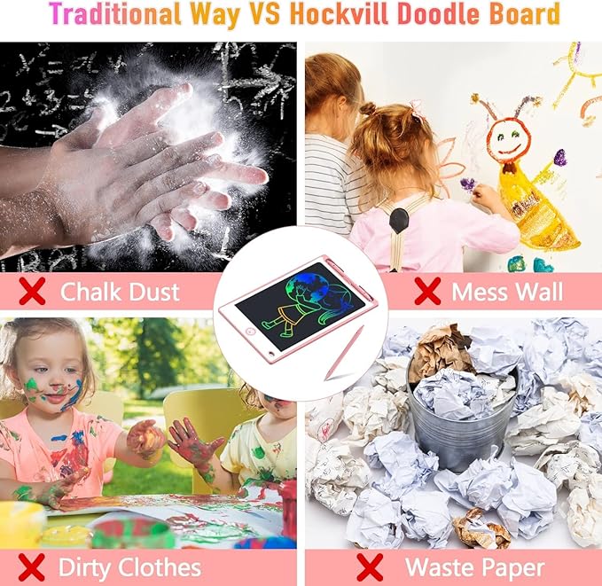 Hockvill LCD Writing Tablet for Kids 8.8 Inch, Toys for Girls Boys Drawing Pad for 3 4 5 6 7 Year Old Kids Toys, Children’s Day Gift Toddler Doodle Board Travel Essentials, Christmas Gift for Children