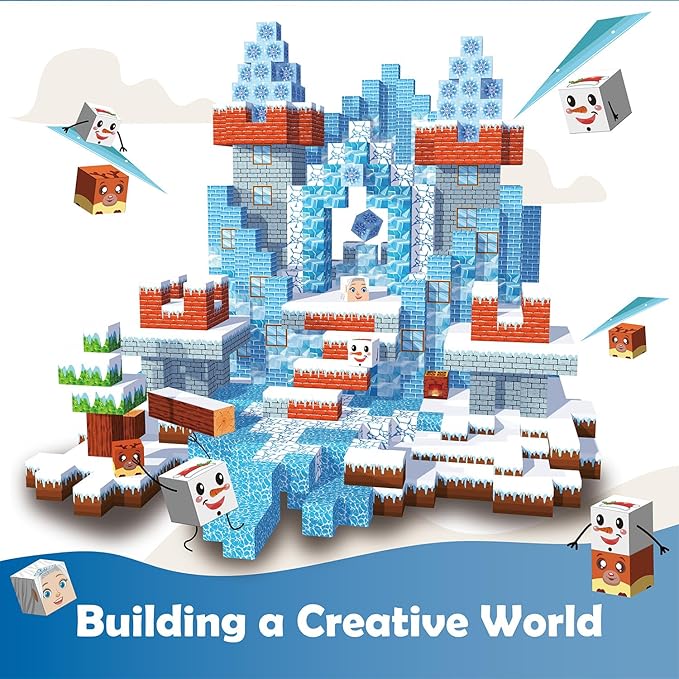 Magnetic Building Blocks Construction Set, Educational STEM Toy (Ice-Castle)