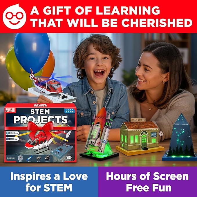 Doctor Jupiter STEM Projects Kit for Kids Ages 8+ | Learning & Educational Science Projects Kit, Crafts for Kids | Birthday Gift Ideas for 8-9-10-11-12 Year Old Boys & Girls