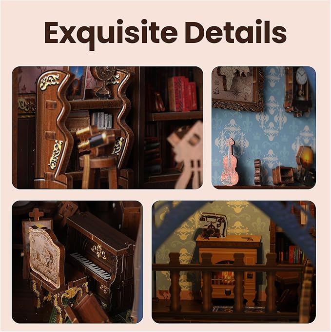 Book Nook Kit - DIY Miniature House Kit for Adults, Dollhouse Booknook Tiny House Bookshelf Decor 3D Wooden Puzzle Street Model, Ideal Gift for Book Lovers, Family, Friends (Salton's Retro Bookstore)