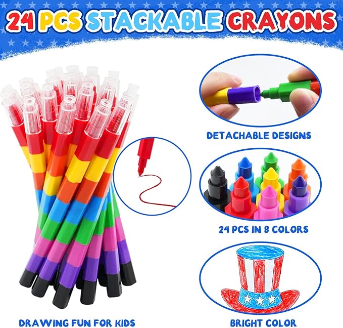 ZMLM 24 Coloring Books for Kids Party Favors: Bulk 24 Crayons Mini Coloring Books for Kids Ages 4-8 Birthday Goodie Bags Stuffers Toddlers Return Gifts Classroom Prizes Teacher Crafts (4th of July)