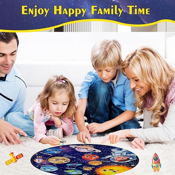 Floor Puzzles for Kids Ages 4-6 70 Piece Glow in The Dark Solar System Puzzles 3-5 Space Planets Toys Large Jigsaw Puzzle Learning Educational Toy Birthday Gift for Boys Girls Ages 6-8