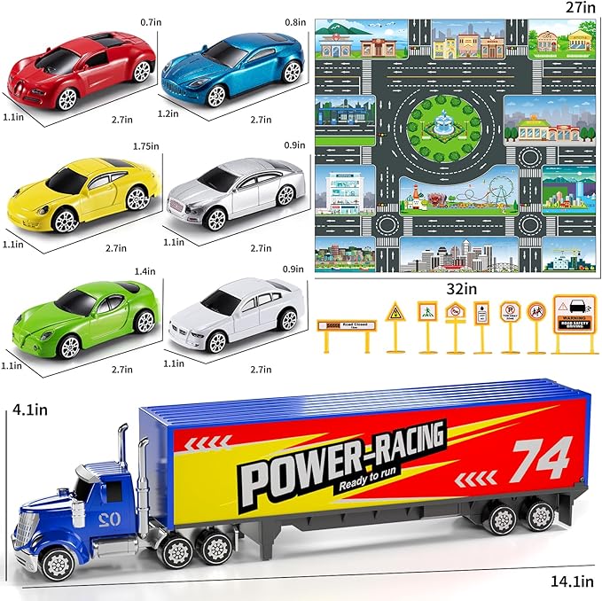 Die Cast Metal Racing Car Toy With Play Mat for 3-6 Year Old Boys and Girls - Christmas Birthday Gift