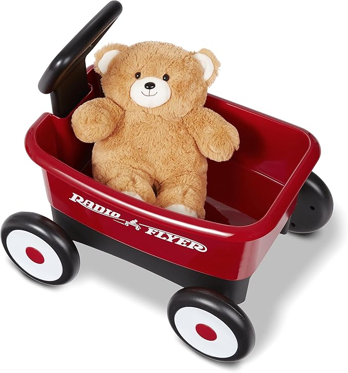 Baby Walker Wagon, Baby Toy Cart, Toddler Toys 1-2, Radio Flyer My 1st Wagon for Kids, with Teddy Bear, for Ages 1-4 Years, Red