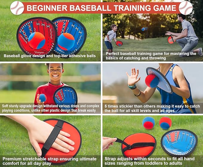 Toss and Catch Ball Game, Kids Toddler Baseball Glove & Catch Ball Toys, Kids Outdoor Games for Family, Toys for Beach Yard Outside, Birthday Christmas Gift for Ages 3 4 5 6 7 8-12 Year Old Boys Girl