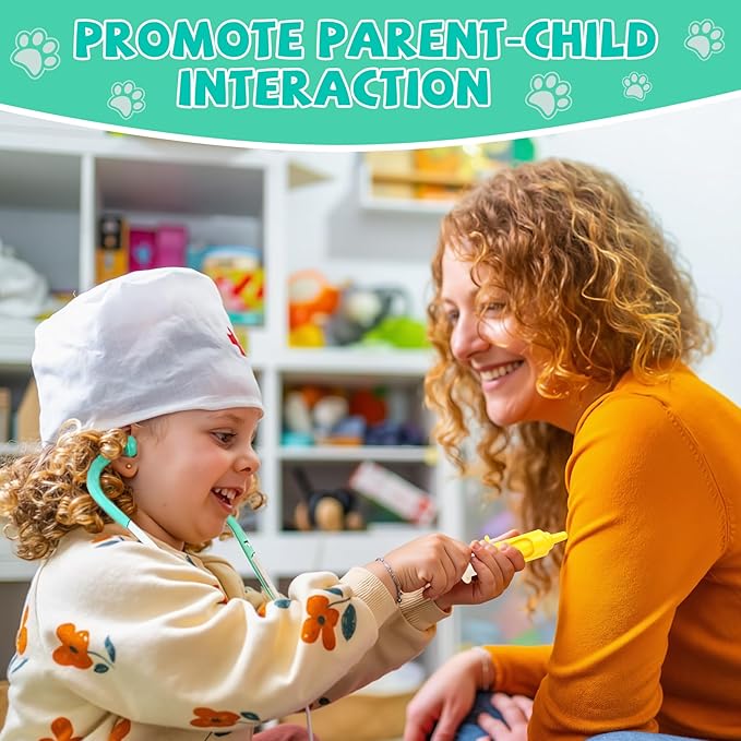 Doctor Kit for Toddlers 3-5, Kids Doctors Pretend Play Set with Plush Dog, Toy Stethoscope Veterinarian Playset for Girls Boys Role Play Vet Kits Christmas Birthday Gift Aged 3 4 5 6 7 Years