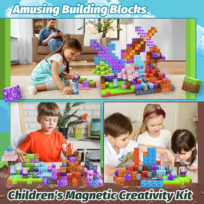 Magnetic Blocks, 100PCS 1inch Magnetic Building Blocks Cube, Sword Stacking Magnets for 3+ Year Old Kids Boys Girls, Kids Sensory Montessori Construction Toys Christmas Birthday Gifts.