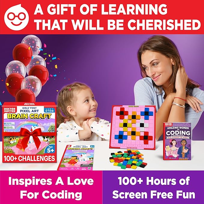 Doctor Jupiter My First STEM Pixel Art Kit for Girls | Learning & Educational Coding Basics for Girls| Building Toys, Montessori Toy, Math Puzzle with 100+ Challenges