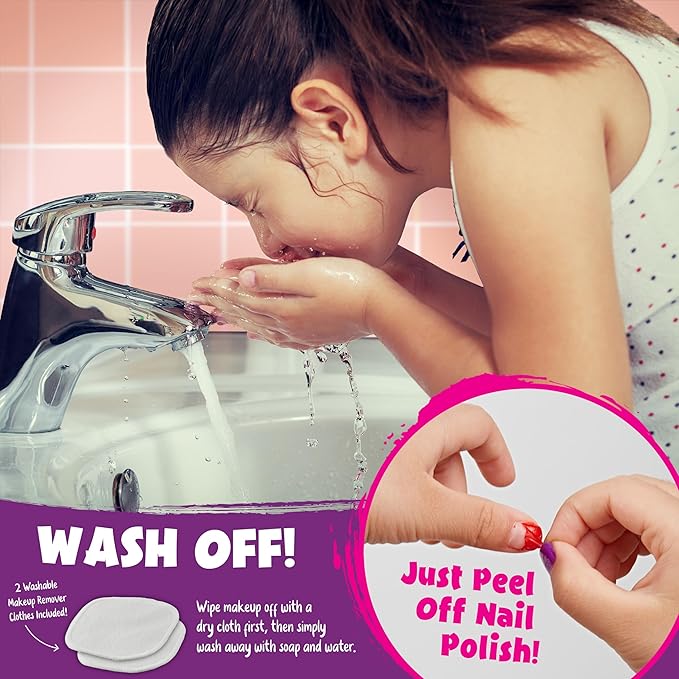 Kids Makeup Kit for Girls - Non-Toxic Real Washable Make Up Set for Little Girls - Pretend Play Toy Birthday Gift Idea for Girl Ages 3, 4, 5, 6, 7, 8, 9, 10 Year Old