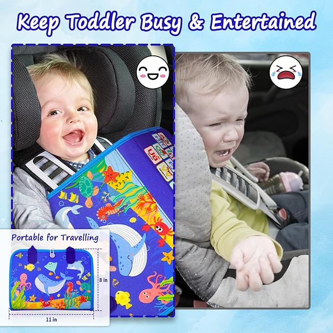 Busy Board, Ocean Toddler Busy Book Montessori Toys for 1 2 3 4 Year Old, Sensory Board Learning Activities Fine Motor Skills, Christmas Birthday Gifts for Girls Boys, Travel Toys for Airplane Car