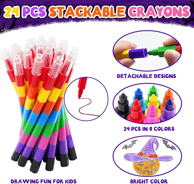 ZMLM 24 Coloring Books for Kids Party Favors: Bulk 24 Crayons Mini Coloring Books for Kids Ages 4-8 Birthday Goodie Bags Stuffers Toddlers Return Gifts Classroom Prizes Teacher Crafts (Halloween)