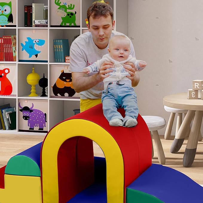 10 Piece Foam Climbing Blocks, Soft Climbing Toys for Toddlers, Lightweight Baby Climbing Gym, Indoor Baby Activity Play Set for Crawling Climbing and Sliding