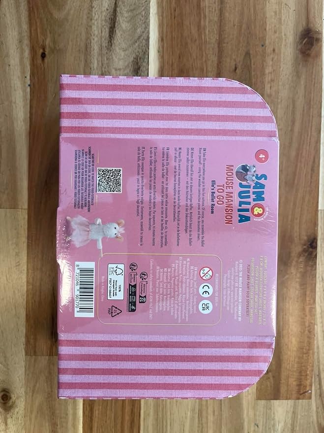 Ella's Ballet Room to Go + Ella Plush 11cm – Easy DIY Dollhouse in Suitcase | Wooden Furniture, Ballet Barre & Decoration Sheets | 1:12 Scale | Sam & Julia's Mouse Mansion