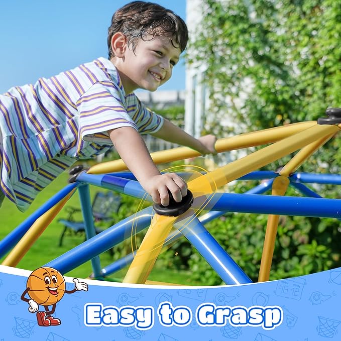 Zupapa 10FT Climbing Dome, Outdoor Jungle Gym for Kids with Climbing Grip - Geometric Dome Climber Supports 1000LBS Outdoor Playset and Easy Assembly Outdoor Play Equipment for Kids (Blue, 10FT)