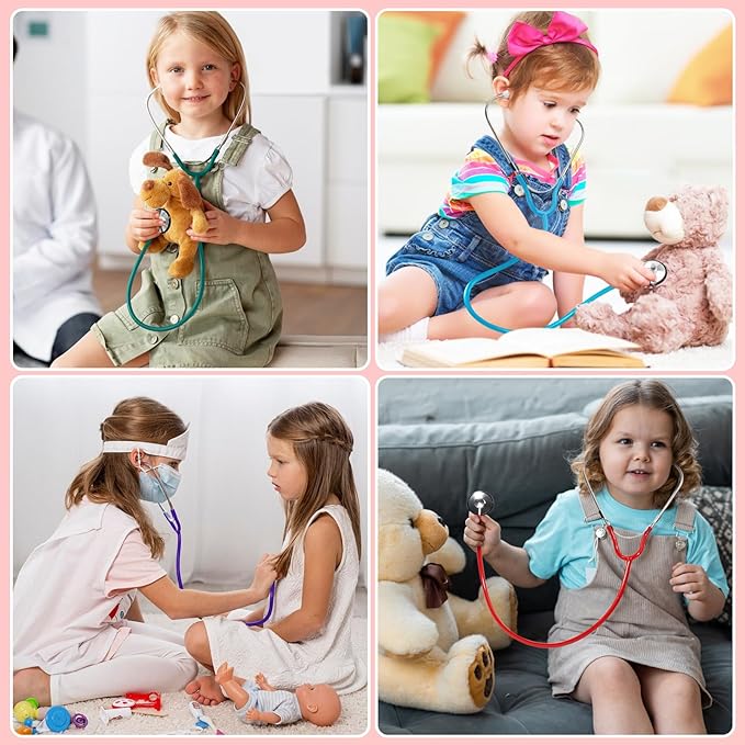 Kids Stethoscope Toy, 2 Pack Real Working Stethoscope for Kids, Toy Doctor Kit for Toddler 3 4 5, Boys Girls Nurse Cosplay Costume Accessories
