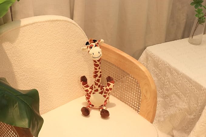 Hopearl Glowing Dancing Giraffe Toy Repeats What You Say Talking Toy Wriggle Singing Mimicking Twisting Electric Light Up Interactive Animated Speaking Gifts for Kids, Brown, 13''