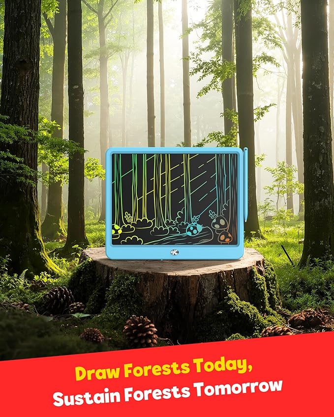 TEKFUN LCD Writing Tablet for Kids Boys Toys, 12 Inch Erasable Doodle Board Colorful Doodle Pad, Mess Free Coloring Board Games Toys Gifts for Toddlers Boys Adults (Blue)