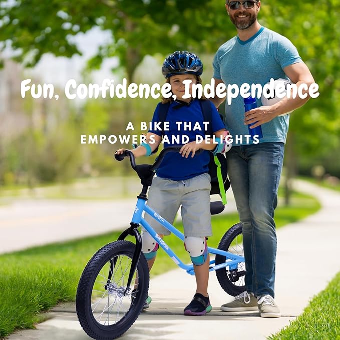 16 Inch Kids Balance Bike for 5-8 Year Old, BMX Kids Bike with No Pedals, Air Rubber Tires, Footrests, Adjustable Height for Big Kids, Boys, Girls (Black)