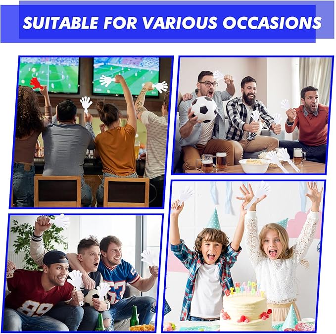 36 Pcs Hand Clappers Noisemakers 7.5 Inch Clappers Noisemakers Plastic Hand Clappers for Birthdays Game Football Sporting Events Cheers Supplies Dance Basketball Football Noisemakers(White)