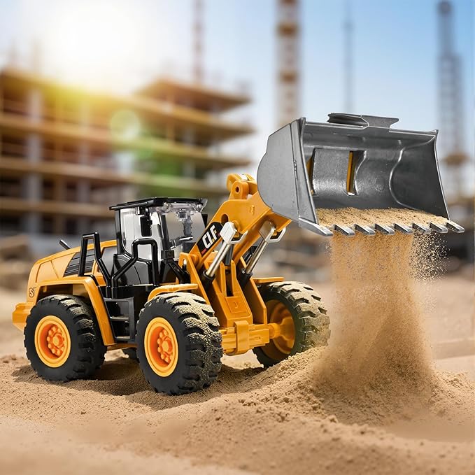 Bulldozer Toys for Boys,Bulldozer Toy with Movable Front Loading Arm and Liftable Bucket,Toy Bulldozers Construction Vehicles with Simulated Lights,Construction Trucks for Toddlers 3-5
