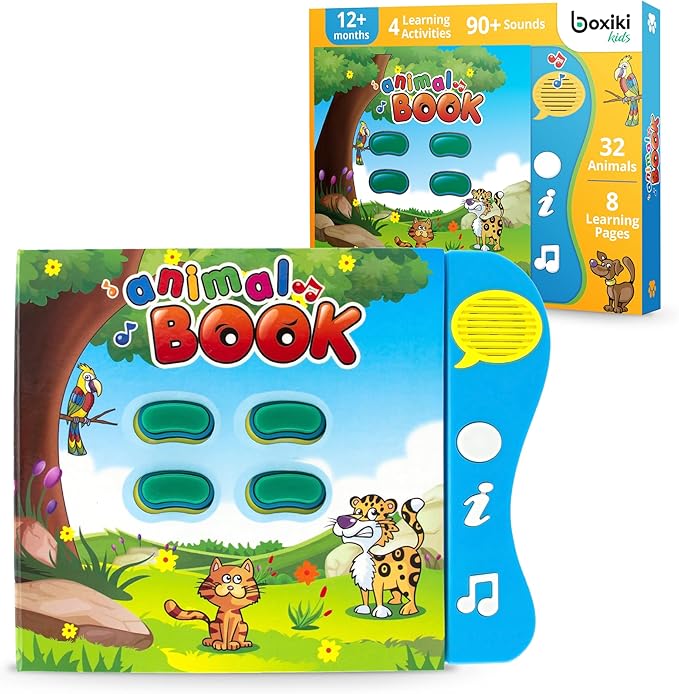 Boxiki kids Animal Sound Book for Toddlers – Interactive Learning Activity Book with Music, Animal Names & Sounds. Educational Toy for Baby & Early Development