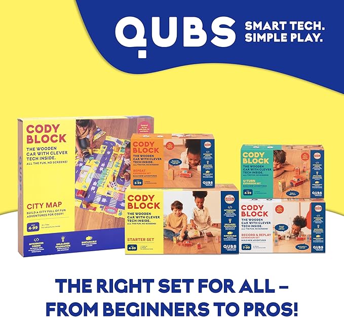 Cody Block Starter Set, Educational Wooden Building Blocks Coding and Car STEM Toys for Preschool Kids Ages 4+, Screen Free