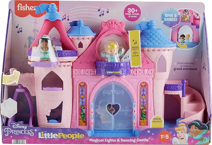 Fisher-Price Little People Toddler Toy Disney Princess Magical Lights & Dancing Castle Musical Playset for Pretend Play Ages 18+ Months