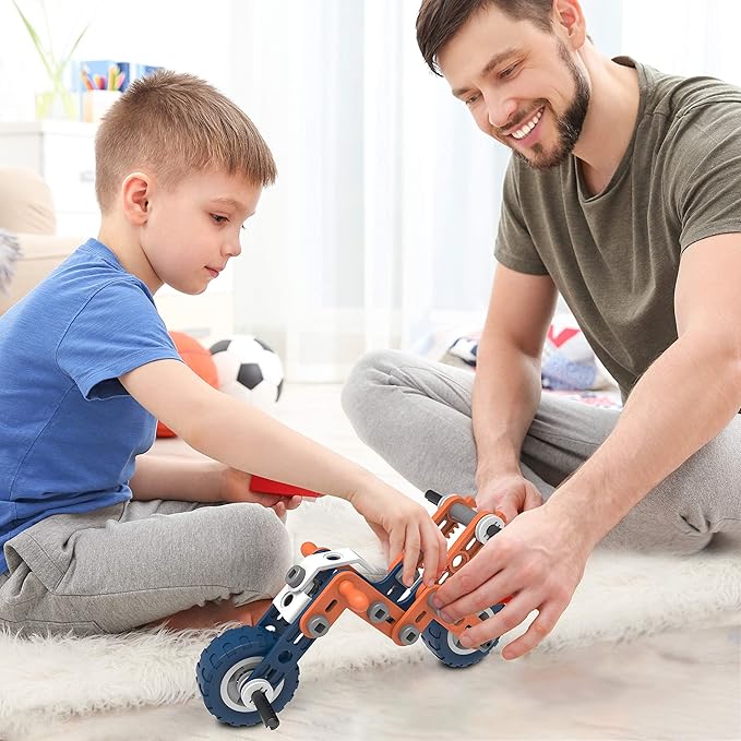 MOBIUS Toys 12-in-1 STEM Construction Kit - 152-Piece Building Set for Kids Ages 4-12 - Educational Engineering Toy for Boys & Girls to Build Cars, Trucks, Motorcycles & More, Creative Learning Gift