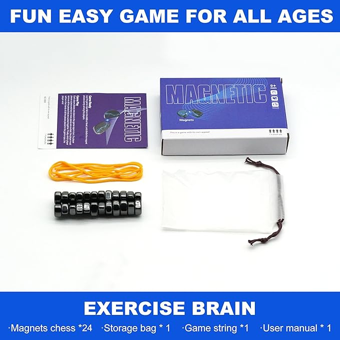 Magnetic Chess Game with 24 Stones, Christmas Family Games for Kids and Adults, Best Multiplayer Strategy Board Games for Family Game Night, Indoor Outdoor Portable Magnetic Travel Chess Set