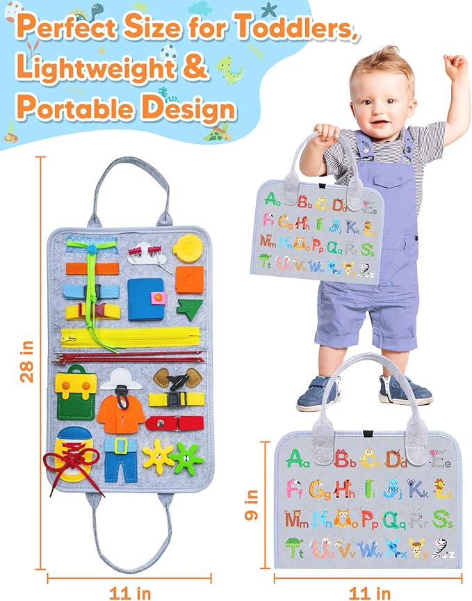 Gojmzo Busy Board Montessori Toys for Toddler Boy Girl Birthday Gifts, Busy Book Sensory Toys for Toddlers, Learning Educational Toddler Travel Activities