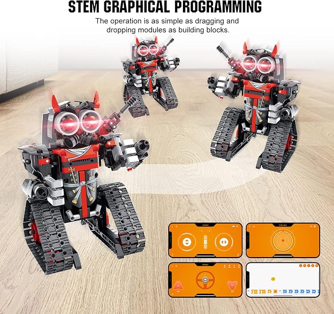 VINTOP 3-in-1 STEM Remote & APP Controlled Coding Robot Building Kit for Boys 6-12, 419 Pcs RC Robot/Tank/Car Educational Building Blocks Toy, Science Learning & Engineering Gift for Kids