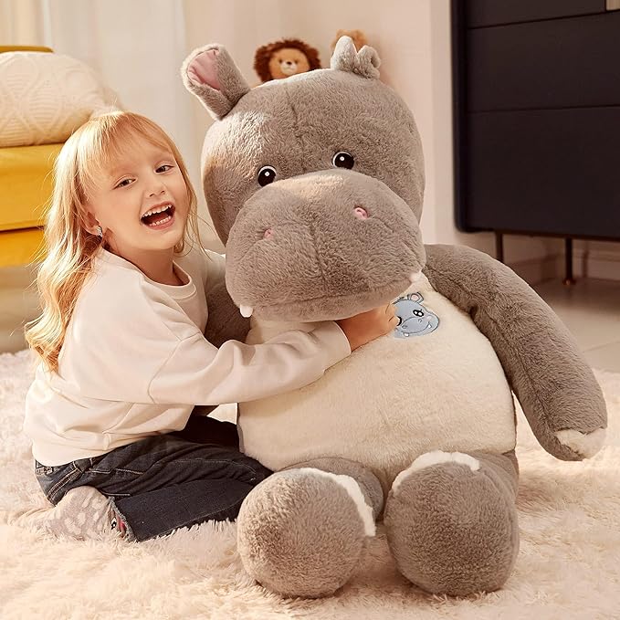 IKASA Giant Hippo Stuffed Animal,30" Jumbo Plush Toy, Soft and Cute Toys for Kids Boys Girls (Gray)