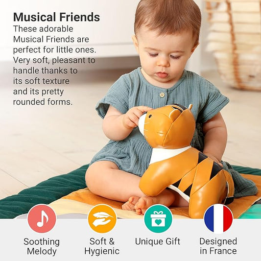 Little Big Friends Musical Baby Toy – Soft Plush Pull-String Cord Classical Toy for Baby & Toddlers | Soothing Stuffed Cuddly Animal Gift | Tim The Tiger