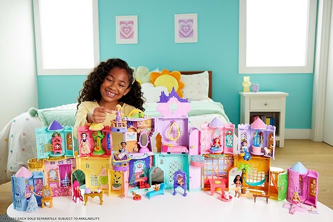 Mattel Disney Toys, Storytime Stackers Jasmine's Palace, Stackable Doll House with Small Doll, 2 Friends & 8 Pieces, Inspired by Disney's Aladdin Movie