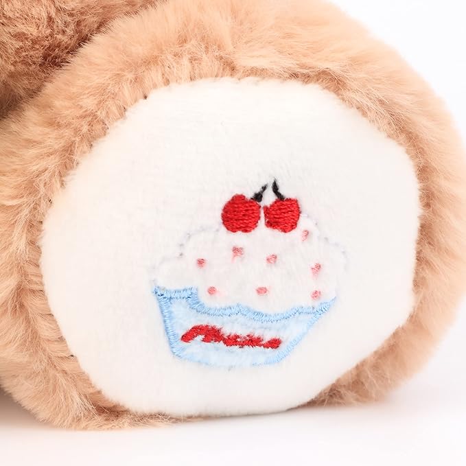 Hopearl Adorable Happy Birthday Dog with Glowing Cupcake Musical Stuffed Animal Puppy Singing and Shaking Plush Toy Interactive Animated Kids Gifts, Brown, 15''