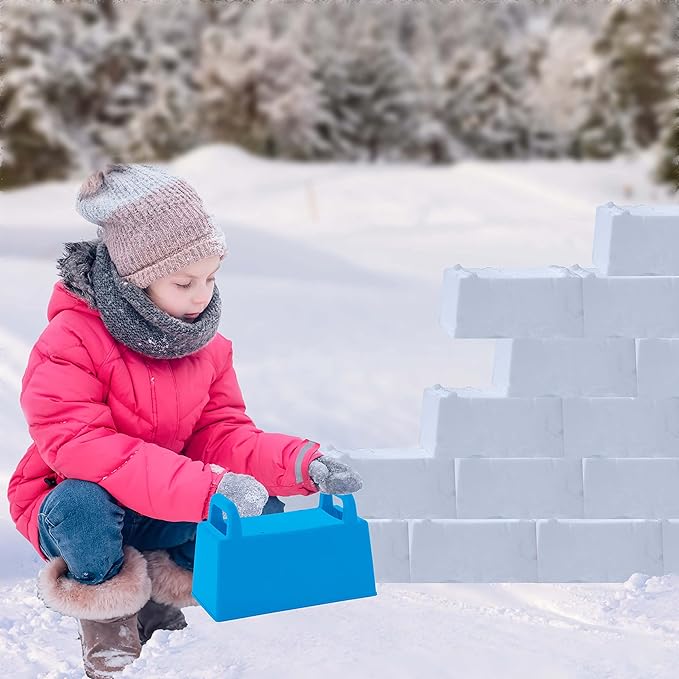 Superio Snow Brick Maker Igloo Fort Block Form Outdoor Winter Snow Toys Sand Castle Building Kit for Adults and Kids Sandbox, Beach, Sand Toys (Blue), 3 Pack