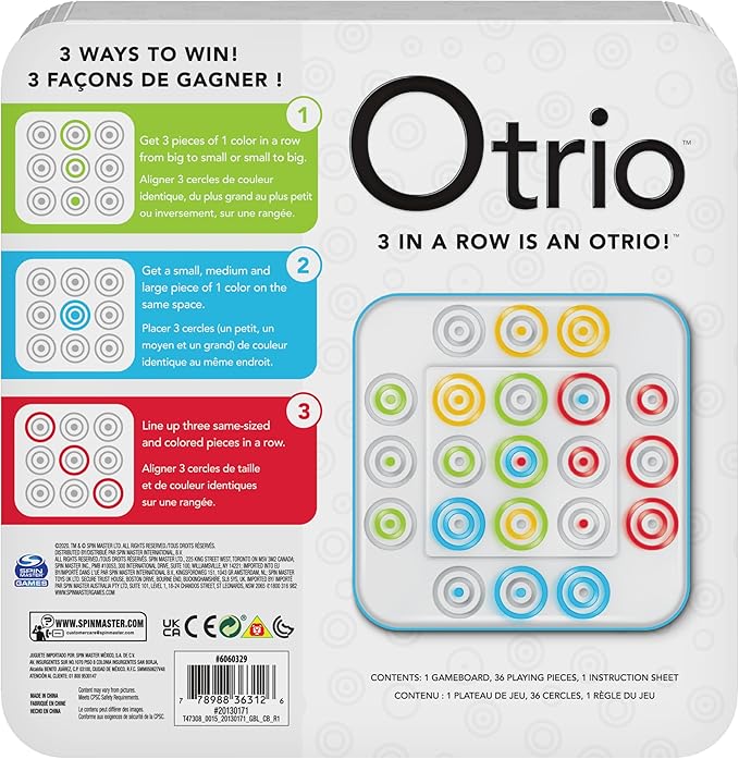 Spin Master Games, Otrio Strategy-Based Board Game, Classic Game, Advanced Tic Tac Toe STEM Activity, 2 Players, for Ages 8 & Up