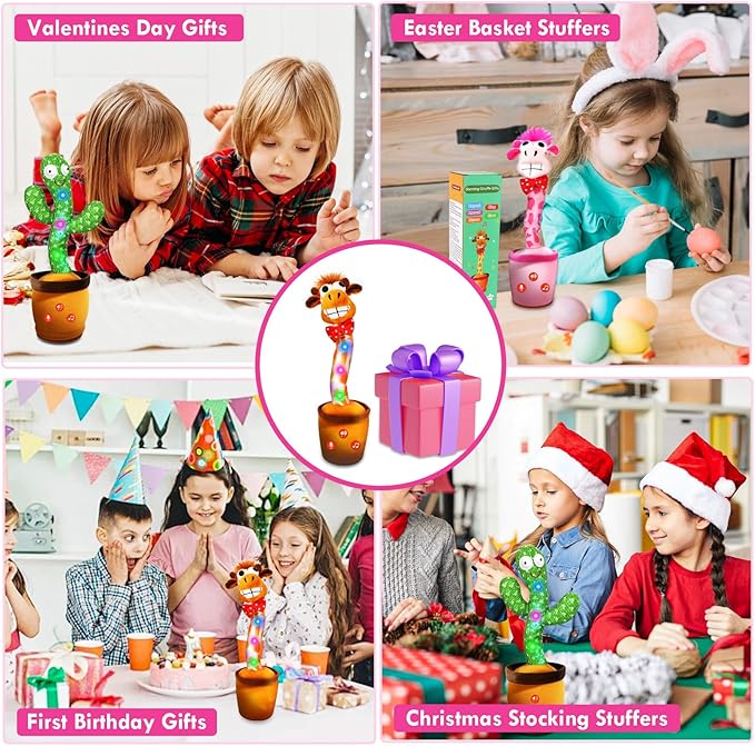 Stocking Stuffers Talking Dancing Giraffe Toy,Baby Gifts for Girls,Cool Stuff Toddler Baby Toys Tummy Time Singing,Hottest Pink Xmas Kids List,2025 Christmas Early Gift Ideas