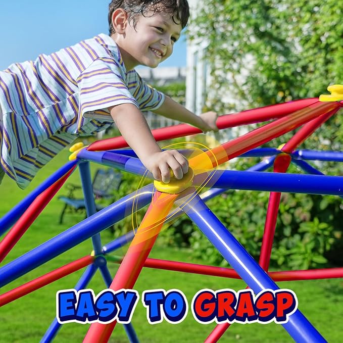 Zupapa 10FT Climbing Dome with Hammock, Outdoor Jungle Gym for Kids, Geometric Dome Climber Supporting 1000LBS Outdoor Play Equipment, Purple&Red